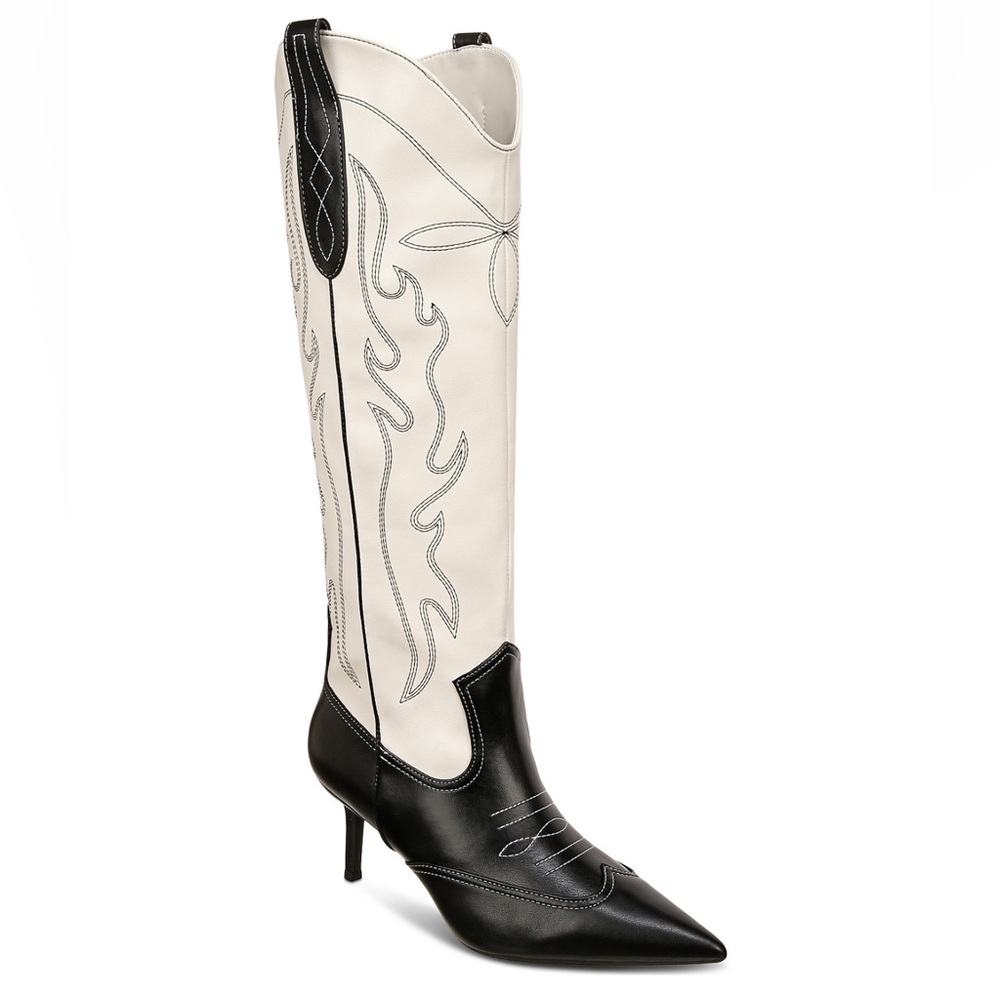 INC Hayleigh Black Bone Cowboy Boots